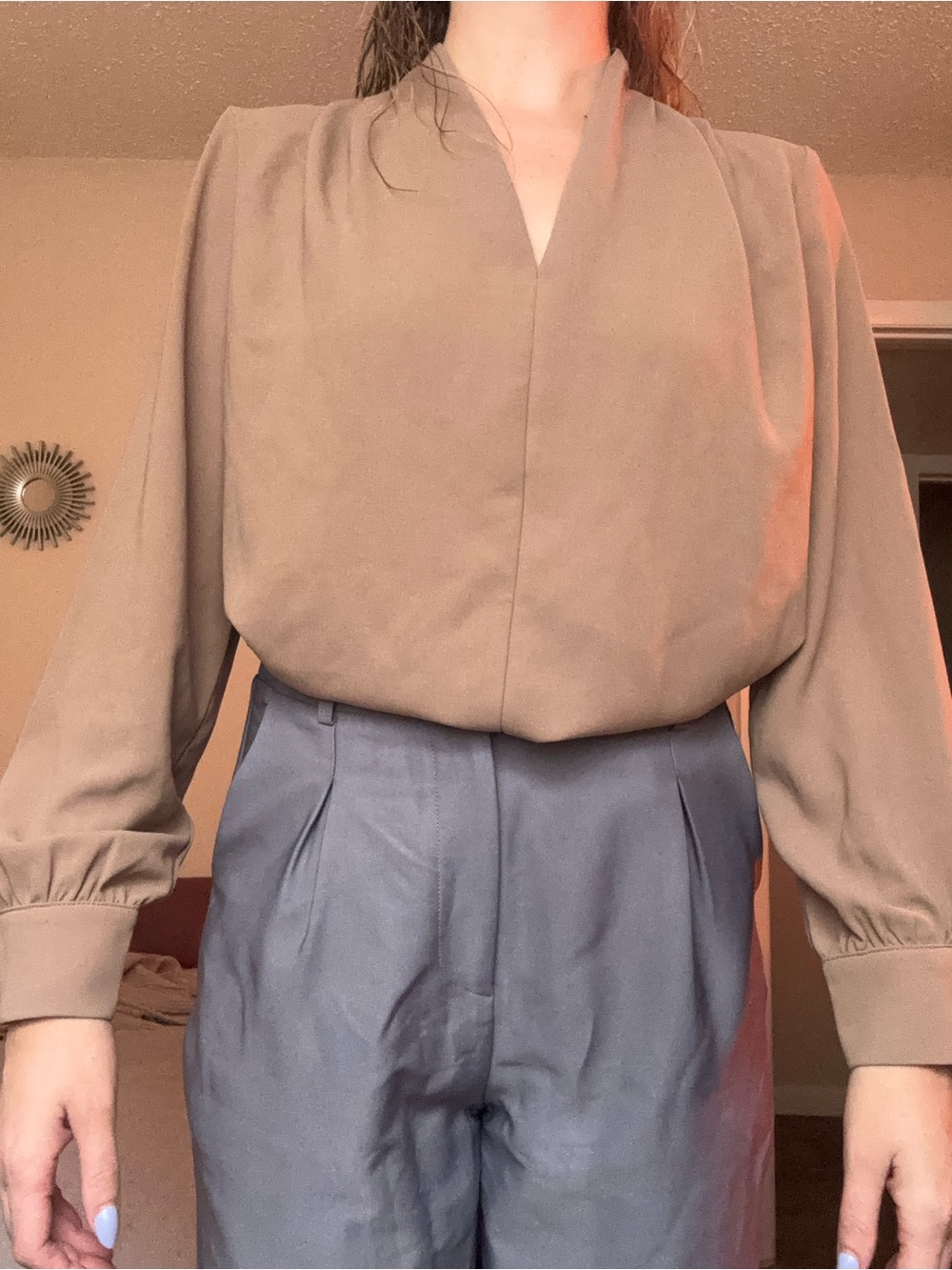 HALARA Beige Lightweight Top with Logo Tag